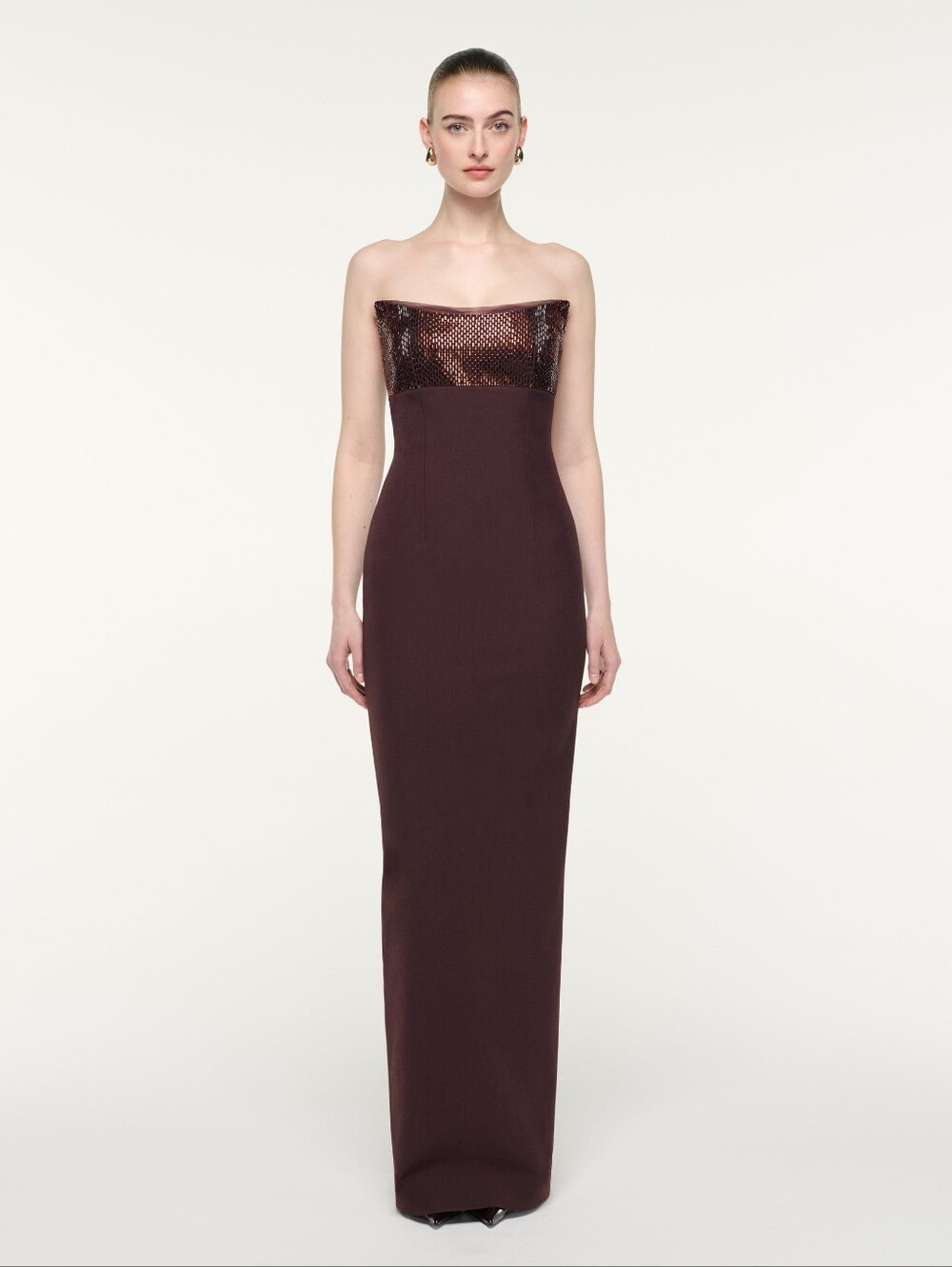 Roland Mouret Strapless Diamate Panel Gown